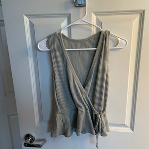 Sage green plunge top with tie